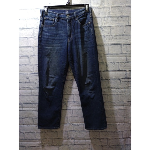 Gap Women's 1969 Blue Denim Jeans Dark Wash Perfect Boot Wide Leg Size 28r - Picture 2 of 10